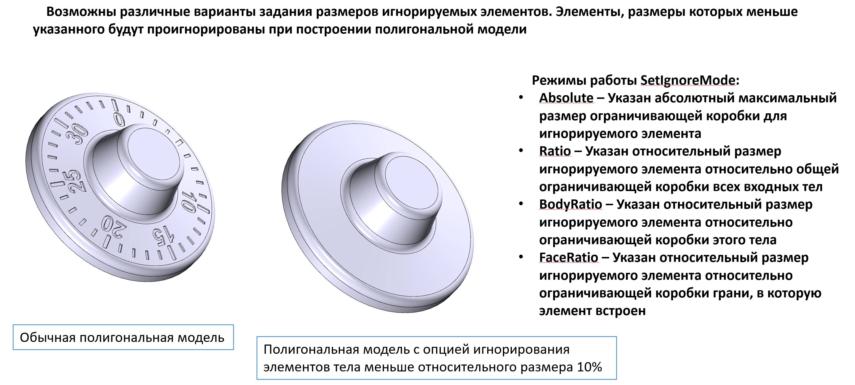 Пример работы новой функциональности по игнорированию мелких элементов